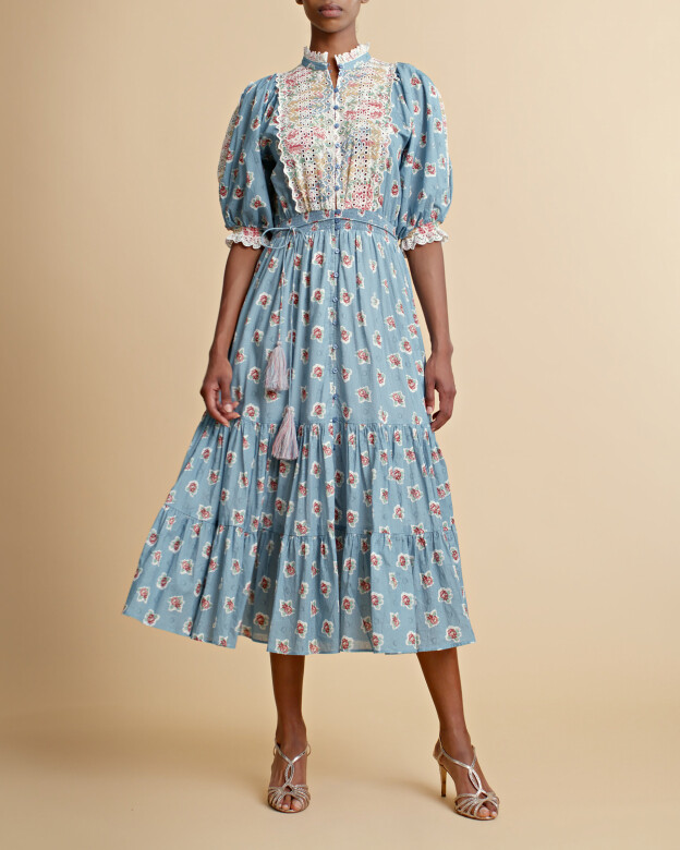 ByTiMo Cotton Slub Midi Dress in Rose Combo