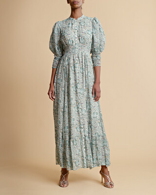 ByTiMo Georgette Button Down Dress in Blue Birds