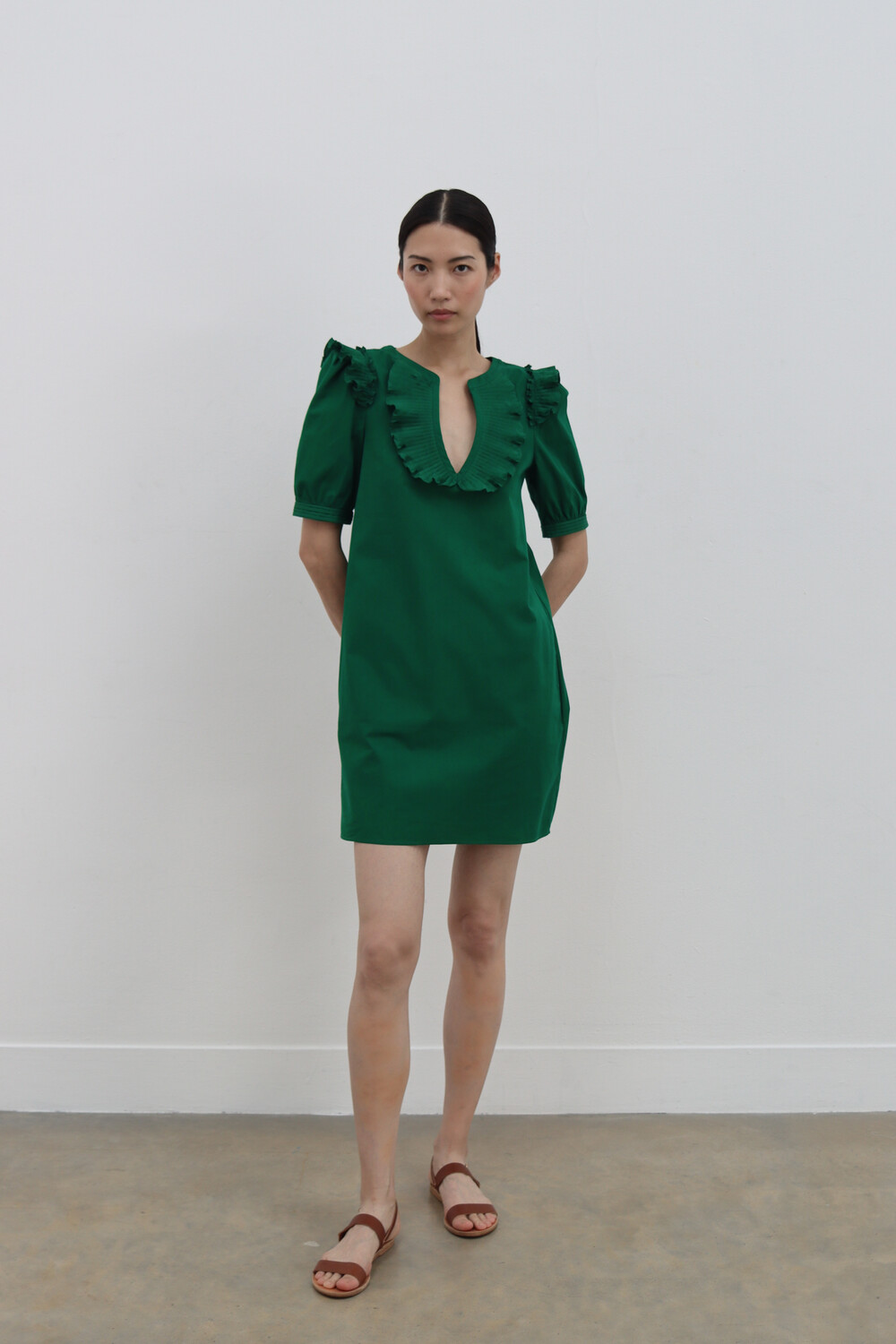 Saloni Marcie Dress in Emerald Green