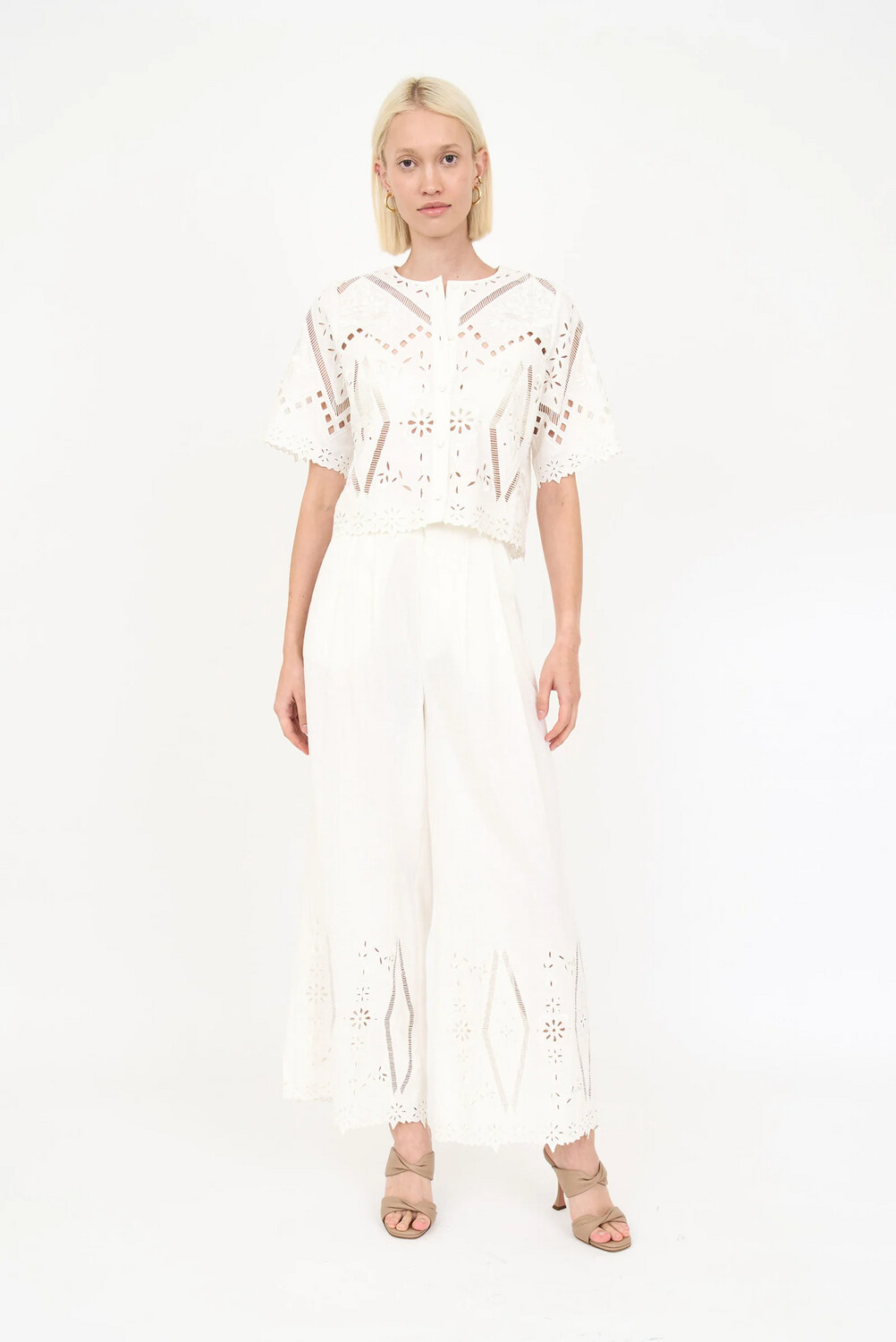 Christy Lynn Dylan Pant in Blanc Embroidery