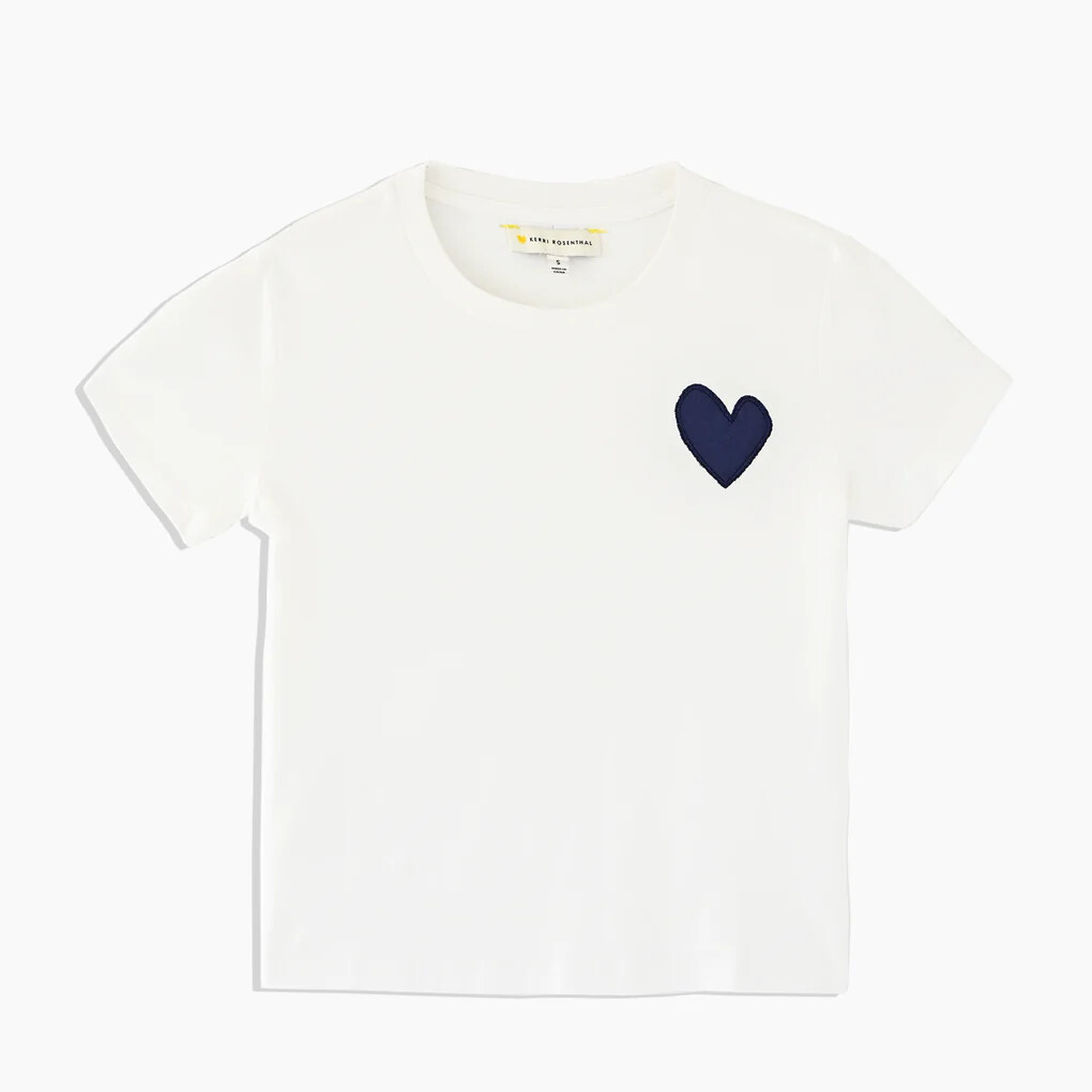 Kerri Rosenthal Suke Tee with Contrast Imperfect Heart in White