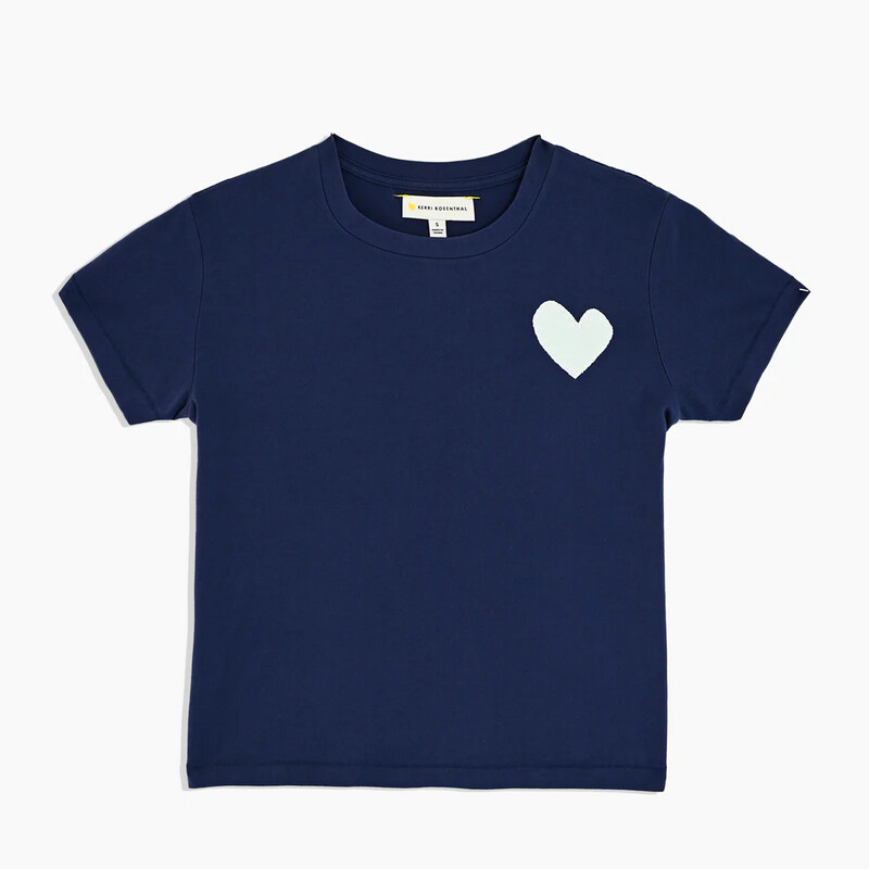 Kerri Rosenthal Suke Tee with Contrast Imperfect Heart in Indigo
