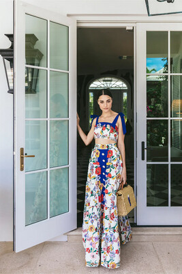 Cara Cara Nathali Skirt in Flower Grid Multi