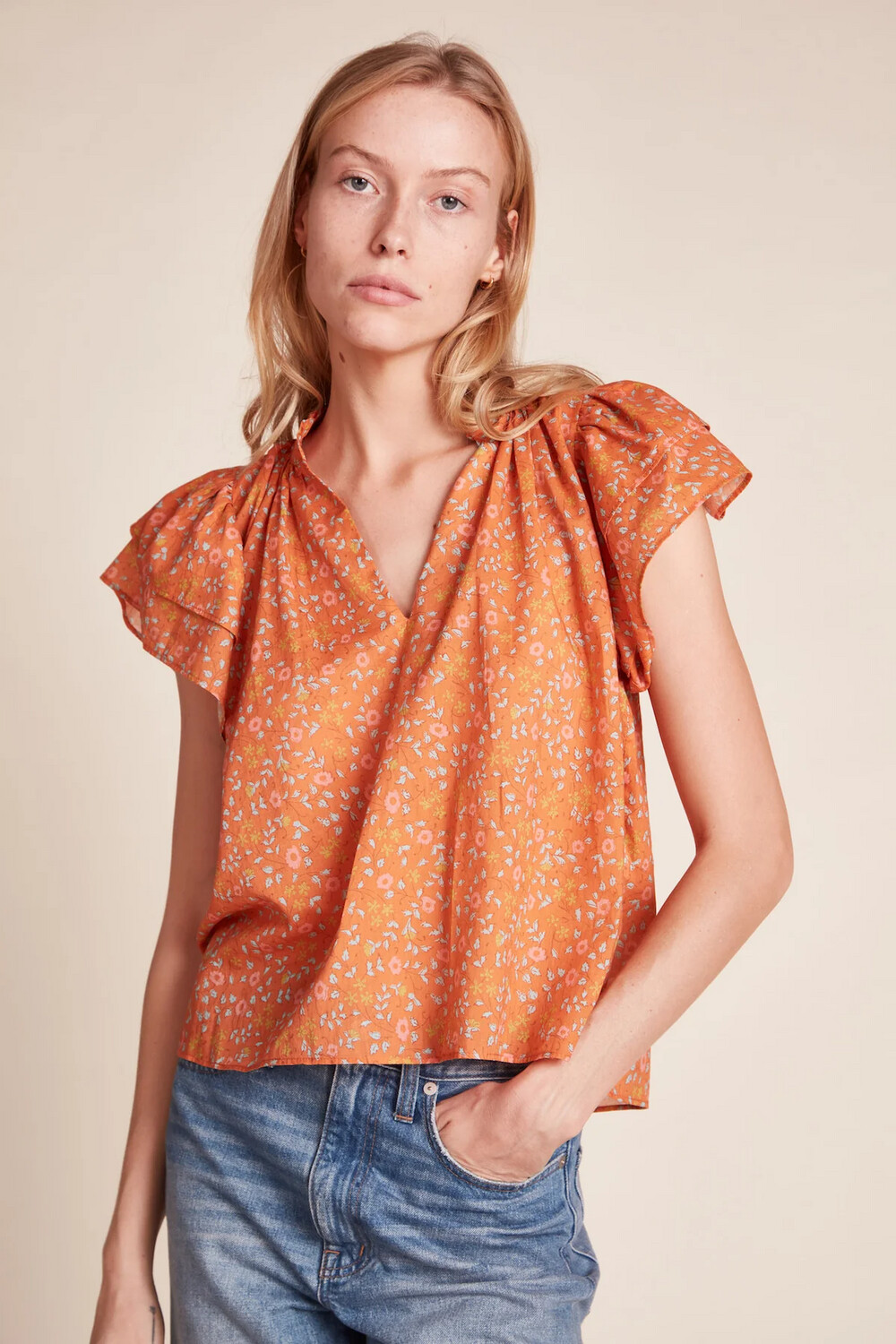 Trovata Clover Blouse in Turmeric Ivy