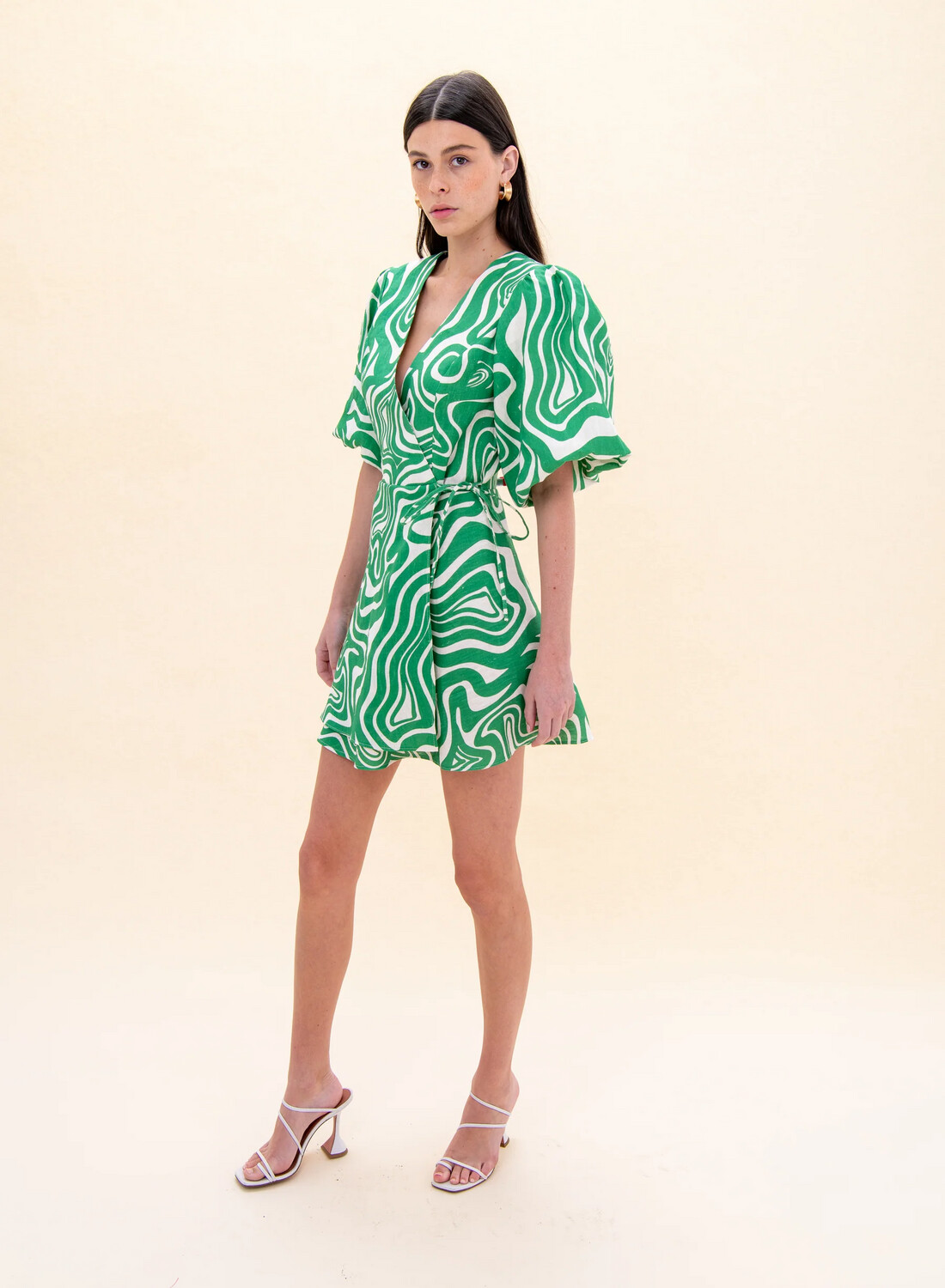 Hevron Manu Dress in Green Marble