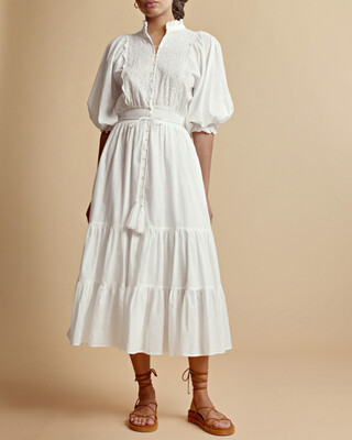 ByTiMo Cotton Slub Midi Dress in White