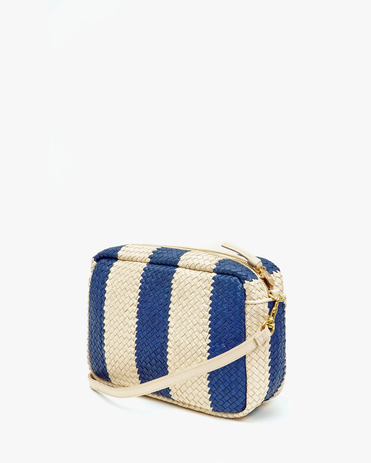 Clare V Marisol in Indigo &amp; Cream Woven Racing Stripes