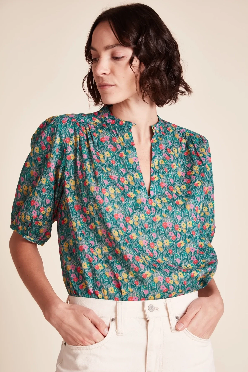 Trovata Aline Blouse in Bold Leaflet
