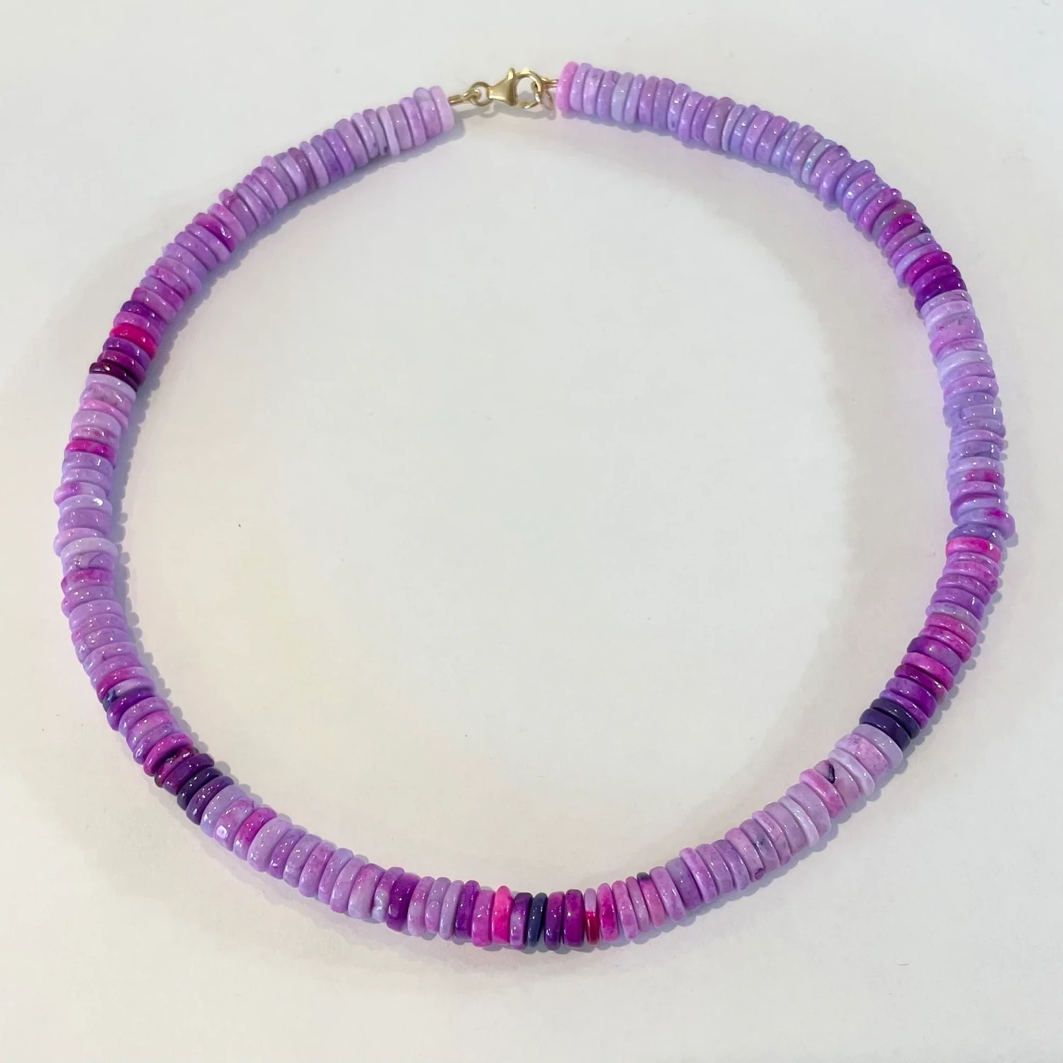Theodosia Magenta Smooth Heishi Cut Opal Candy Necklace
