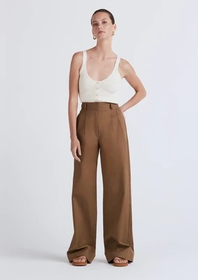 10 Crosby Baxter Wide Leg Pleated Pant in Spanish Olive