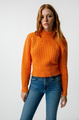 AMO Helen Crop Mock Sweater in Melon
