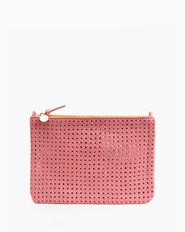 Clare V Flat Clutch in Petal Rattan
