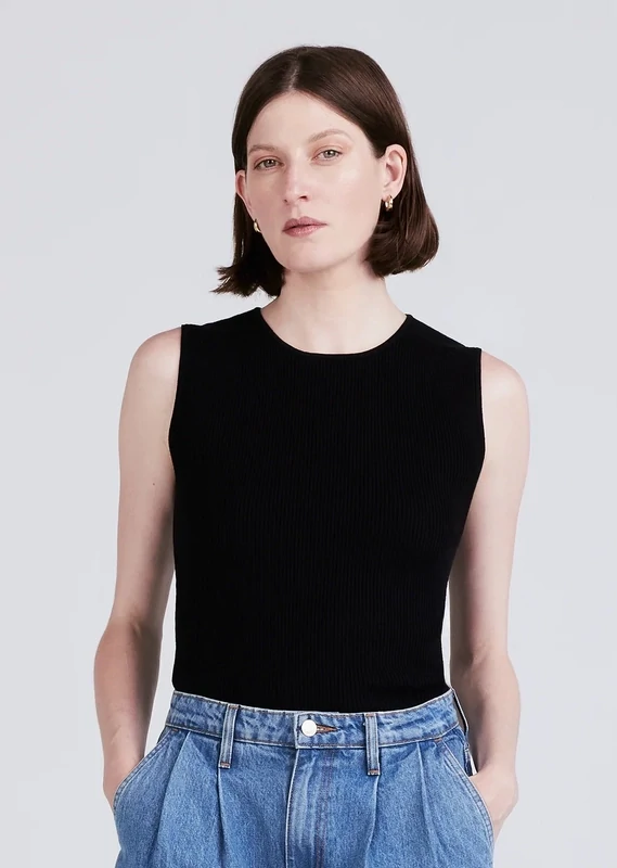 10 Crosby Ariana Muscle Ribbed Sweater Tank in Black