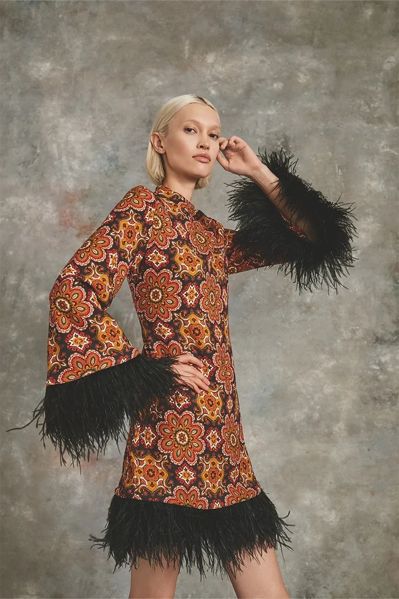 Cara Cara Vida Dress in Scarf Medallion Chai Tea