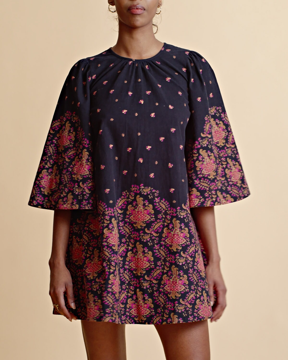 ByTiMo Baby Cord Shift Dress in Black Paisley