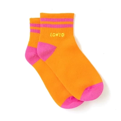 Kerri Rosenthal Good Morning Ankle Socks Loved in Neon Orange