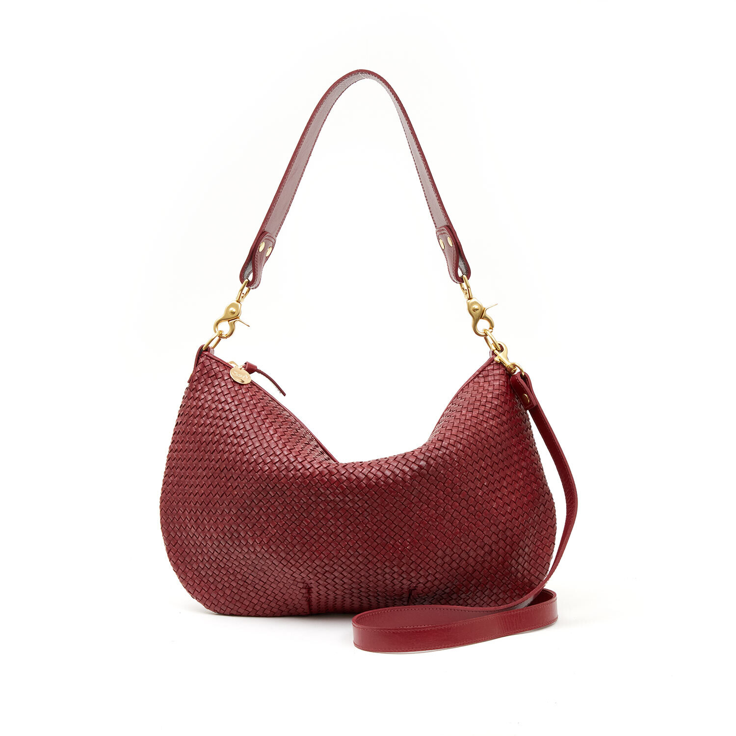 Clare V Moyen Messenger in Oxblood Diagonal Woven