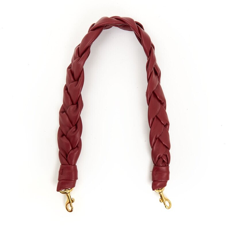 Clare V Braided SHoulder Strap in Oxblood Nappa