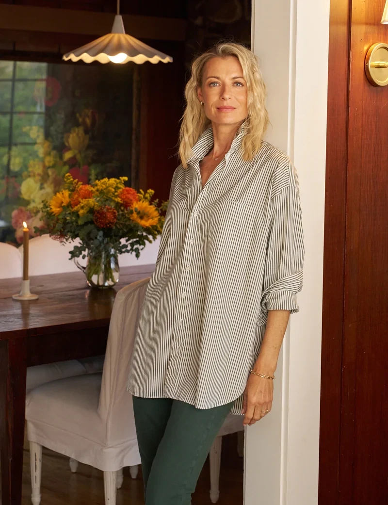 Frank &amp; Eileen Shirley Button Up in Green Stripe