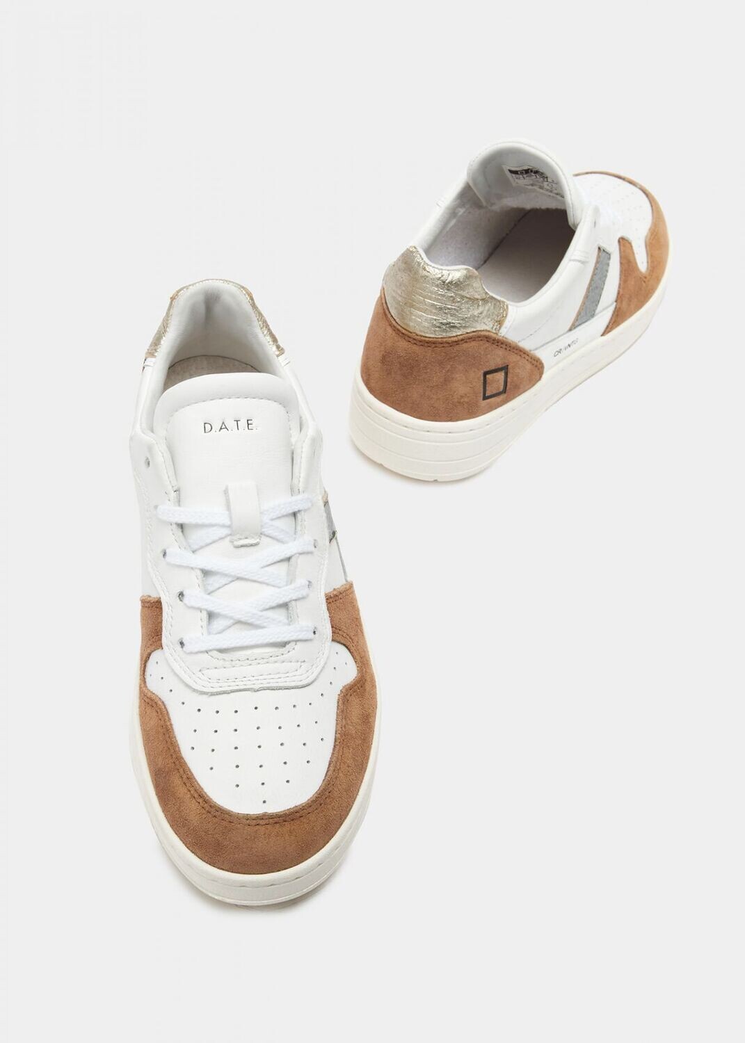 D.A.T.E.  Court 2.0 Vintage Calf in White &amp; Platinum