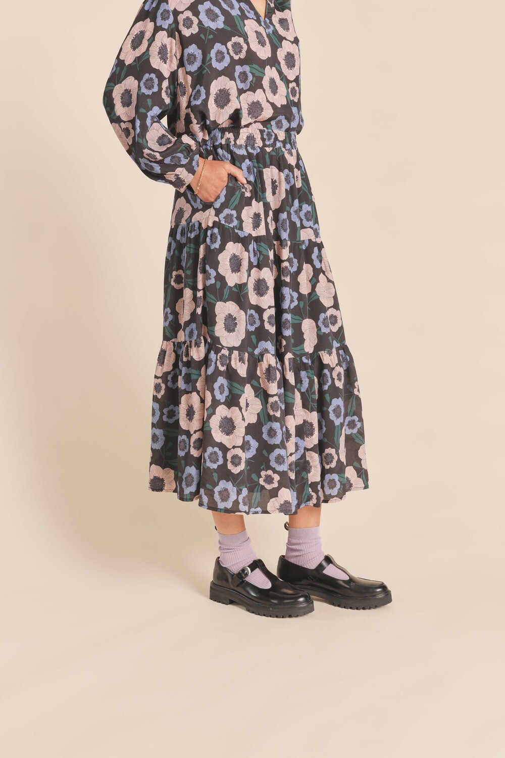 Trovata Makena &quot;B&quot; Skirt in Navy Poppies