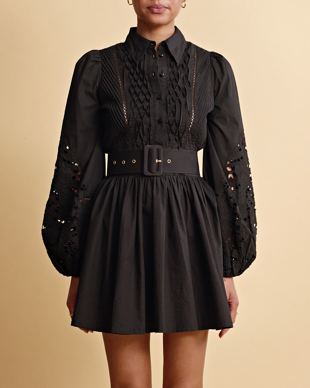 ByTiMo Poplin Smocking Dress in Black