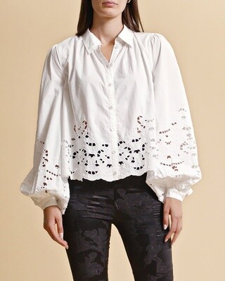 ByTiMo Poplin Lace Blouse in White