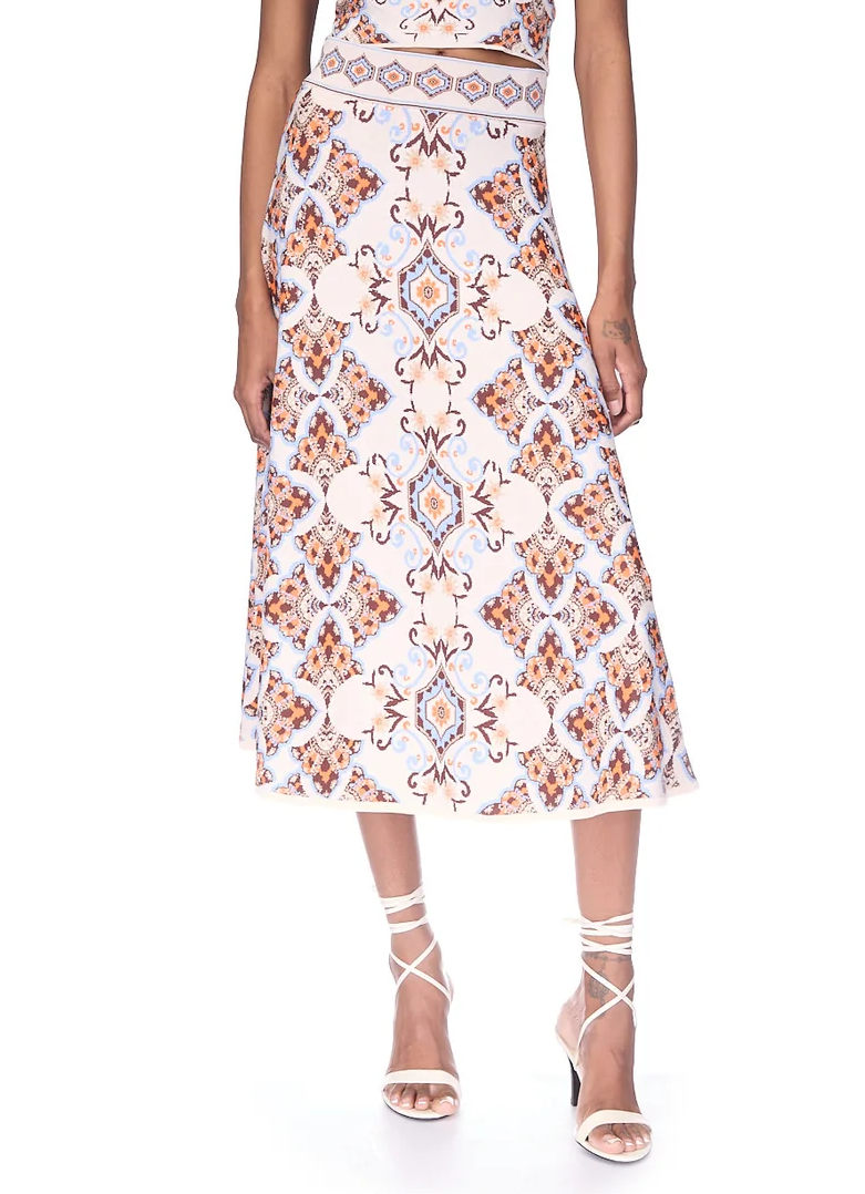 Cara Cara Sandrine Skirt in Turtledove Vintage Paisley