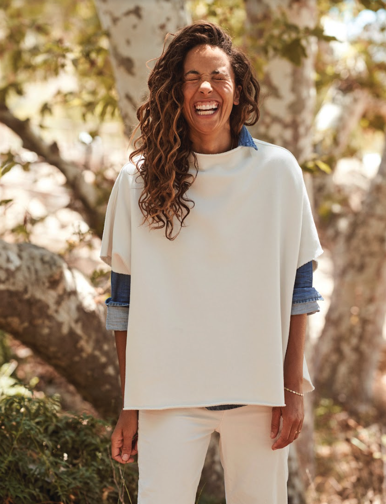 Frank &amp; Eileen Audrey Funnel Neck Capelet in Vintage White