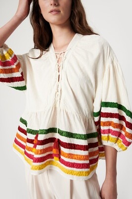 Chufy Liberty Embroidered Blouse in Trippy Off- White