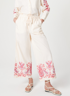 Chufy Denis Embroidered Pants in Paisley Ecru