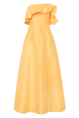 Aje Shallows Strapless Gown in Marigold Yellow
