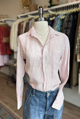 Frank & Eileen Barry Tailored Button Up Shirt in Pink Stripe