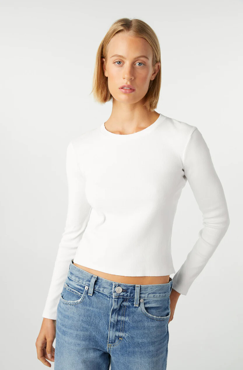 AMO Slim Rib Tee in White