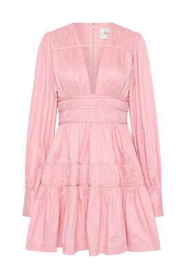 Aje Fallingwater Ruched Mini Dress in Chalk Pink