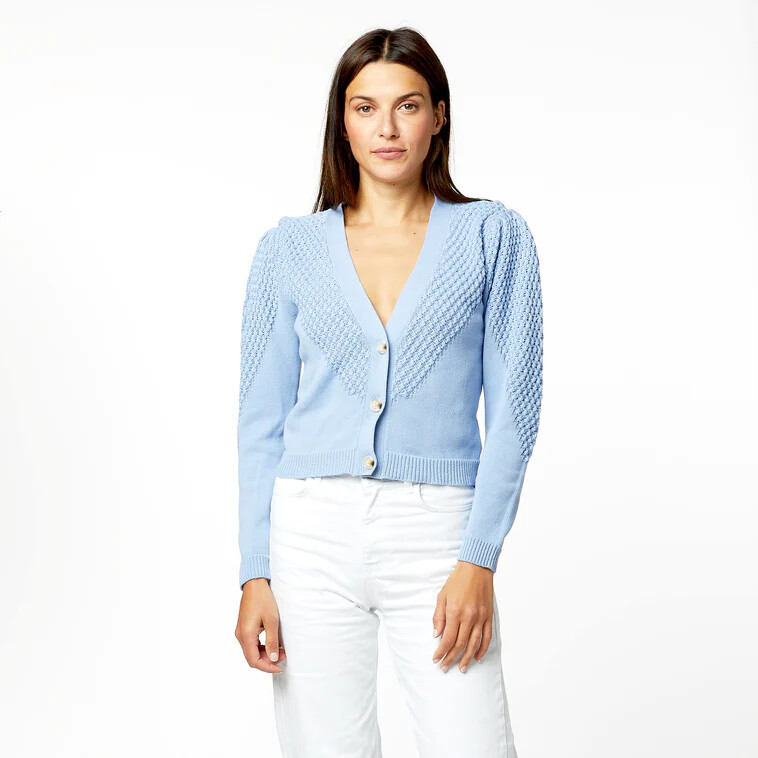 Kerri Rosenthal James Open Stitch Cardigan in Blue Sky