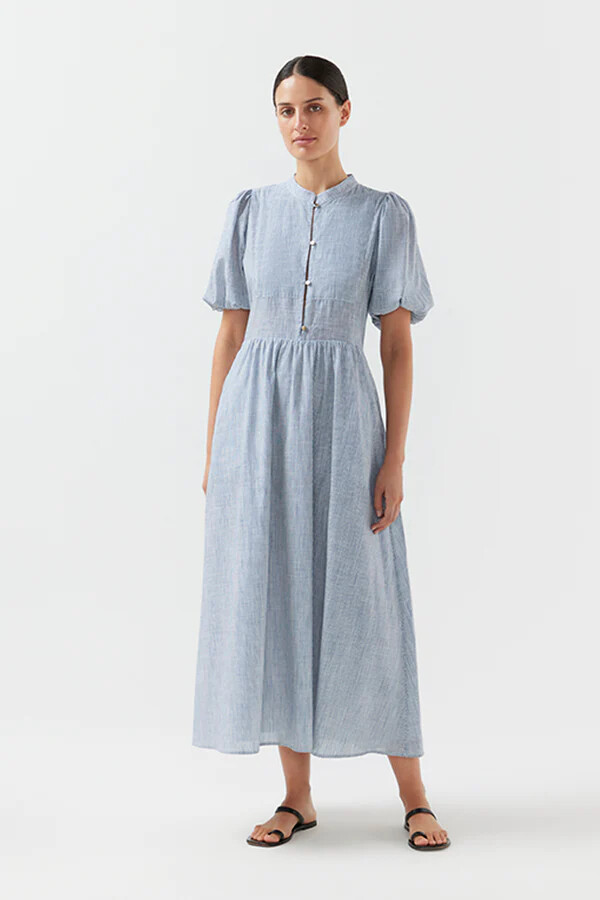 Bird &amp; Knoll Miki Dress in Dark Navy Stripe