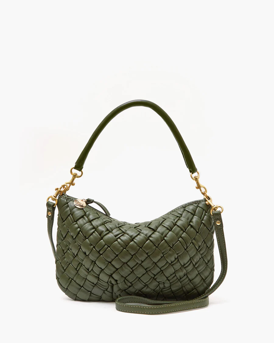 Clare V Petit Moyen Messenger in Army Puffy Woven