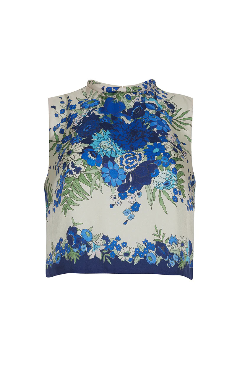 Cara Cara Mackenzie Top in Evening Blue Bombay Bouquet