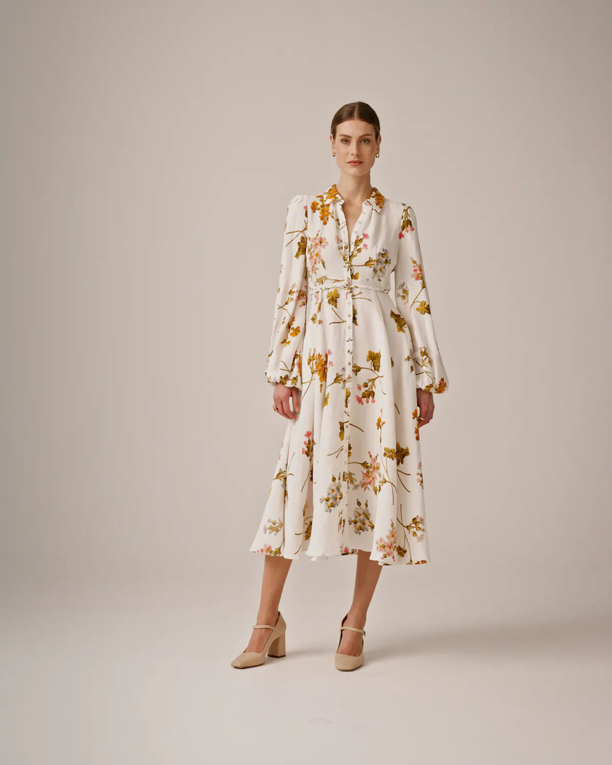 ByTiMo Linen Collared Maxi Dress in Botanical