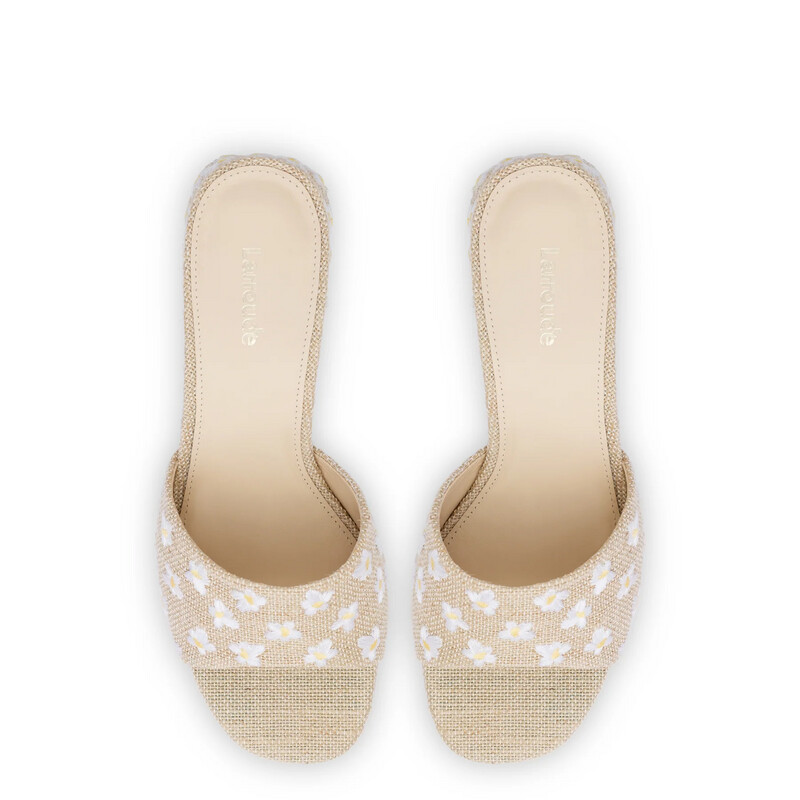 Larroudé Brigitte Mule in Raw Linen