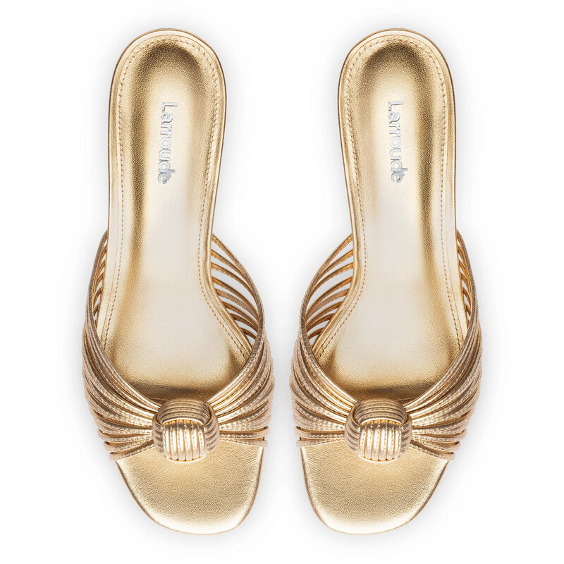 Larroudé Valerie Mule in Gold Metallic