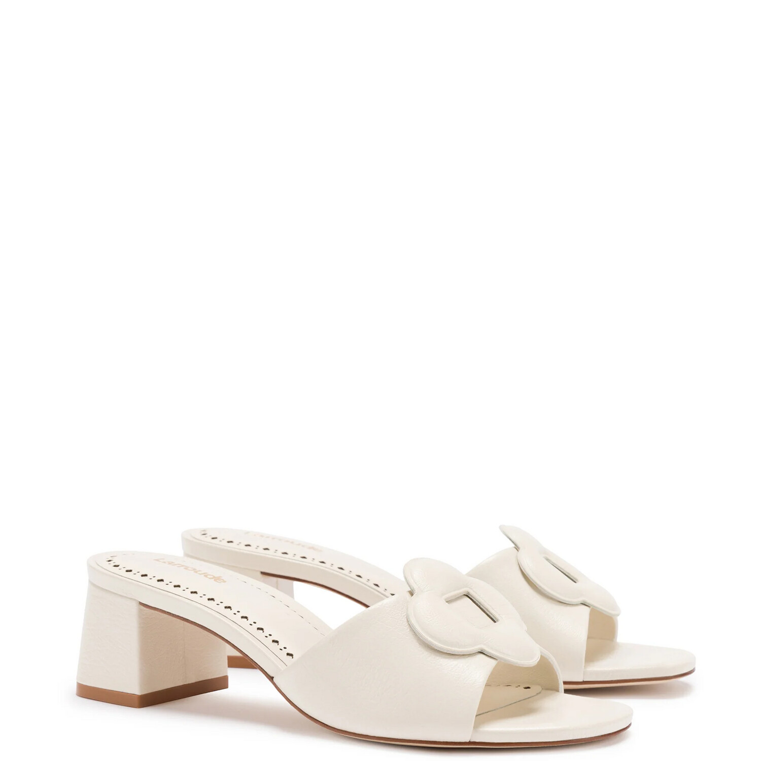 Larroudé Flora Mule in Ivory Leather