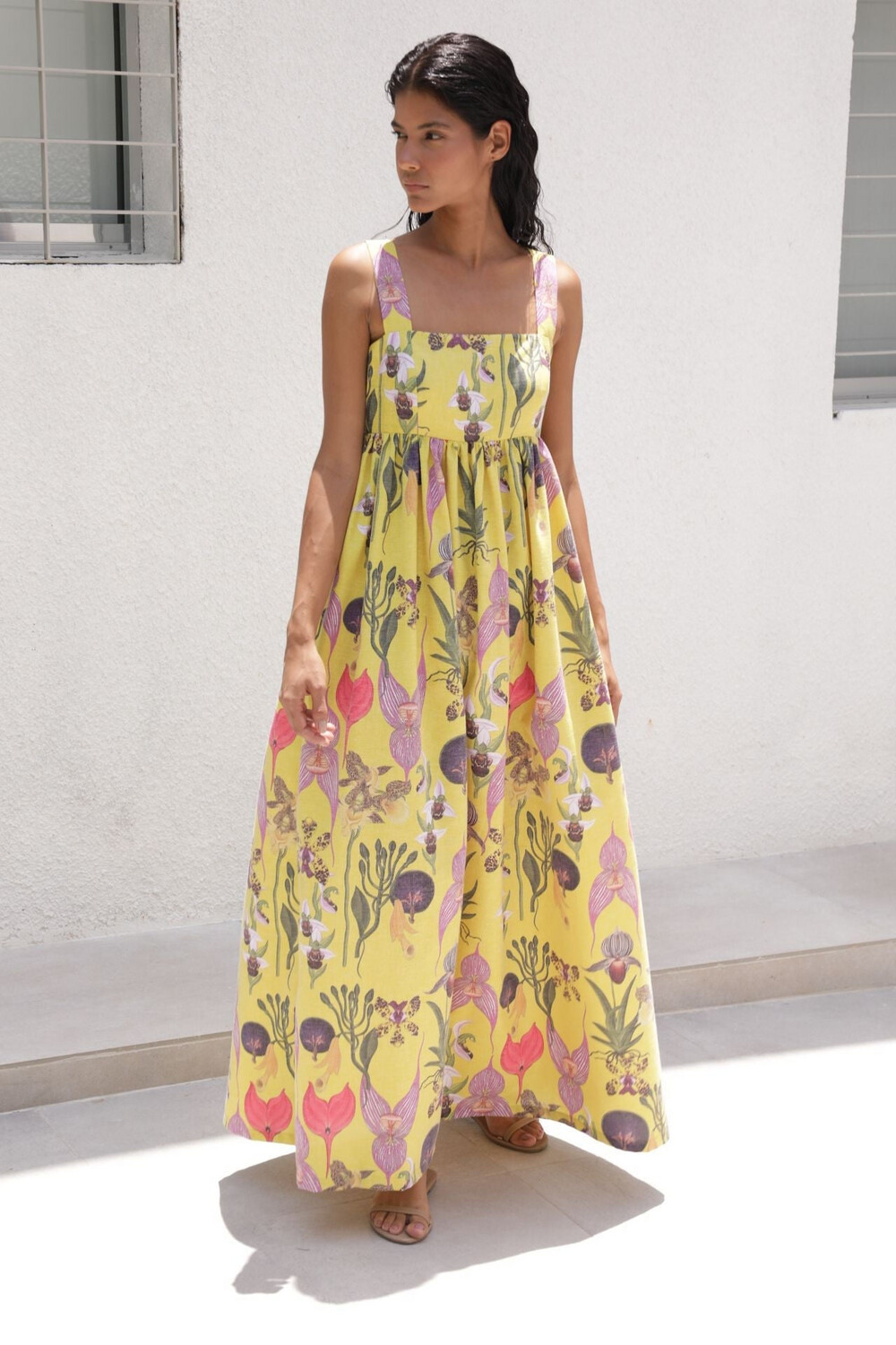 No Pise La Grama Palmar Maxi Dress in Botanica Yellow, Size: 2