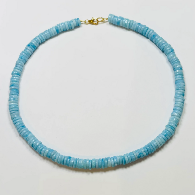 Theodosia Heishi Cut Blue Opal Candy Necklace