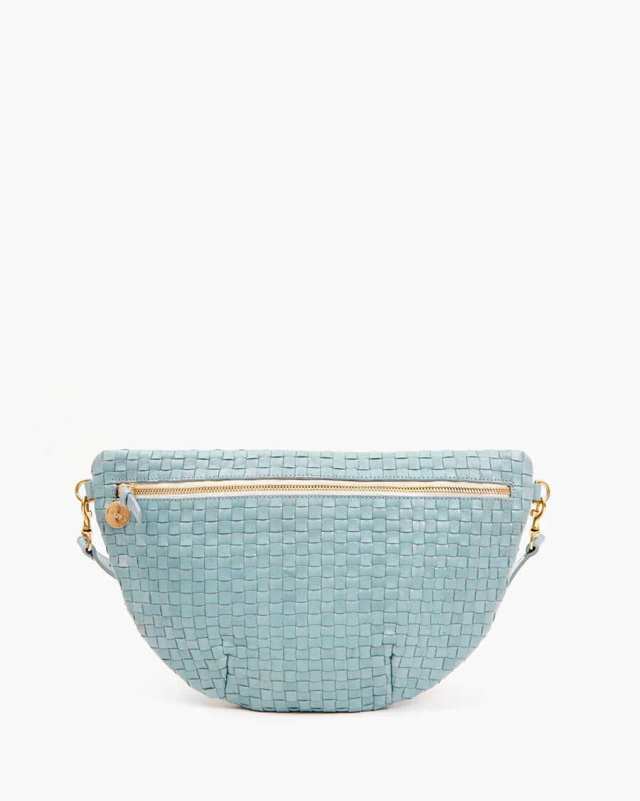 Clare V Grande Fanny in Sunbleached Sky Blue Woven