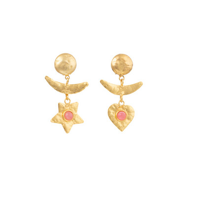 Sylvia Toledano Sol y Luna Earrings in Pink Jade