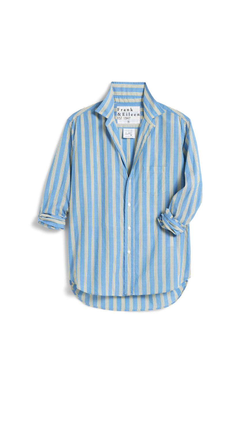 Frank &amp; Eileen Eileen Button Up Shirt in Blue &amp; Yellow Multi Stripe