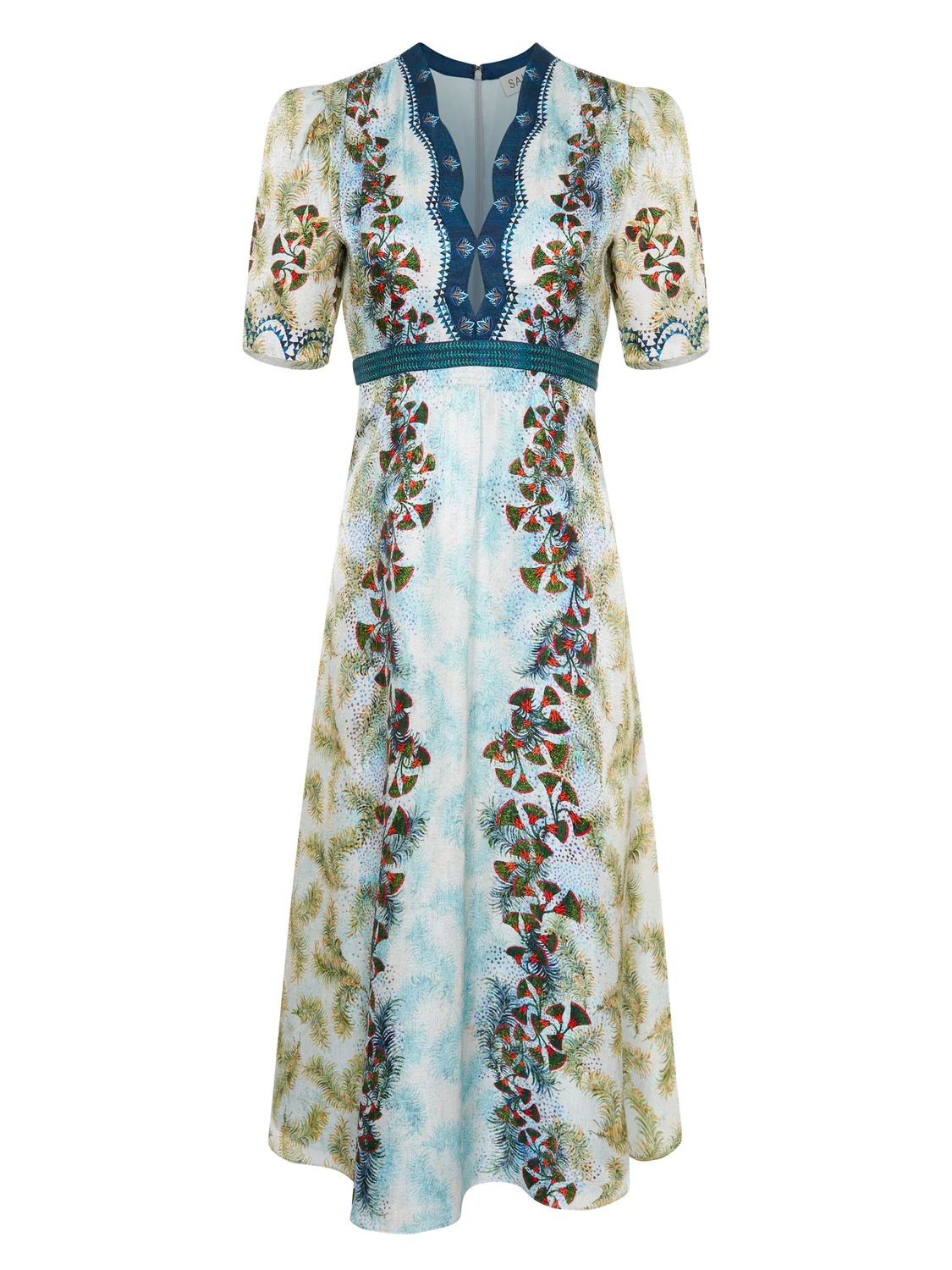Saloni Tabitha Midi Dress in Feather Papyrus