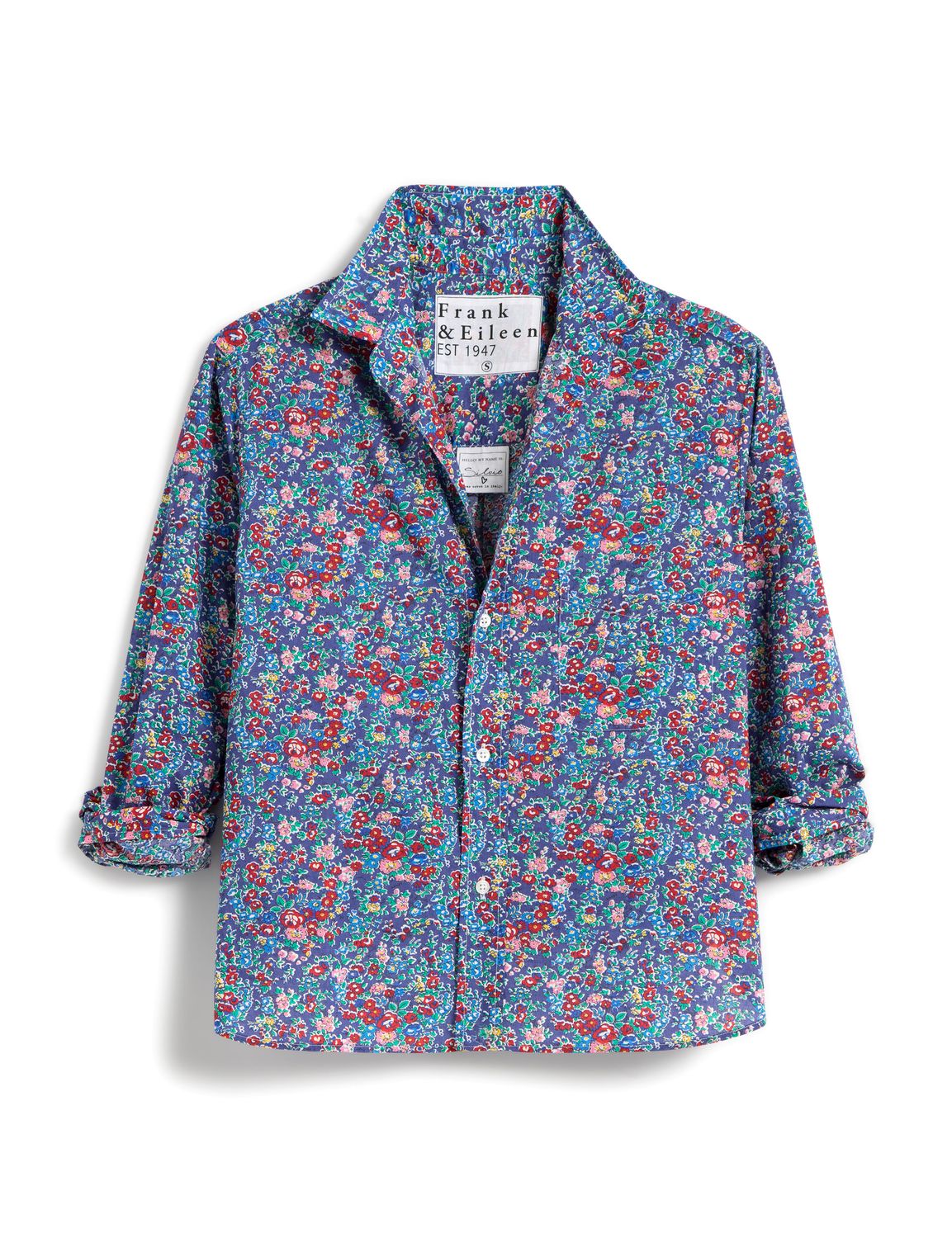 Frank &amp; Eileen Silvio Button Up Shirt in Navy with Floral Print